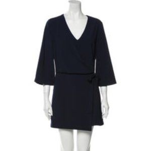 Halston Heritage V-Neck Mini Dress - Navy NWT